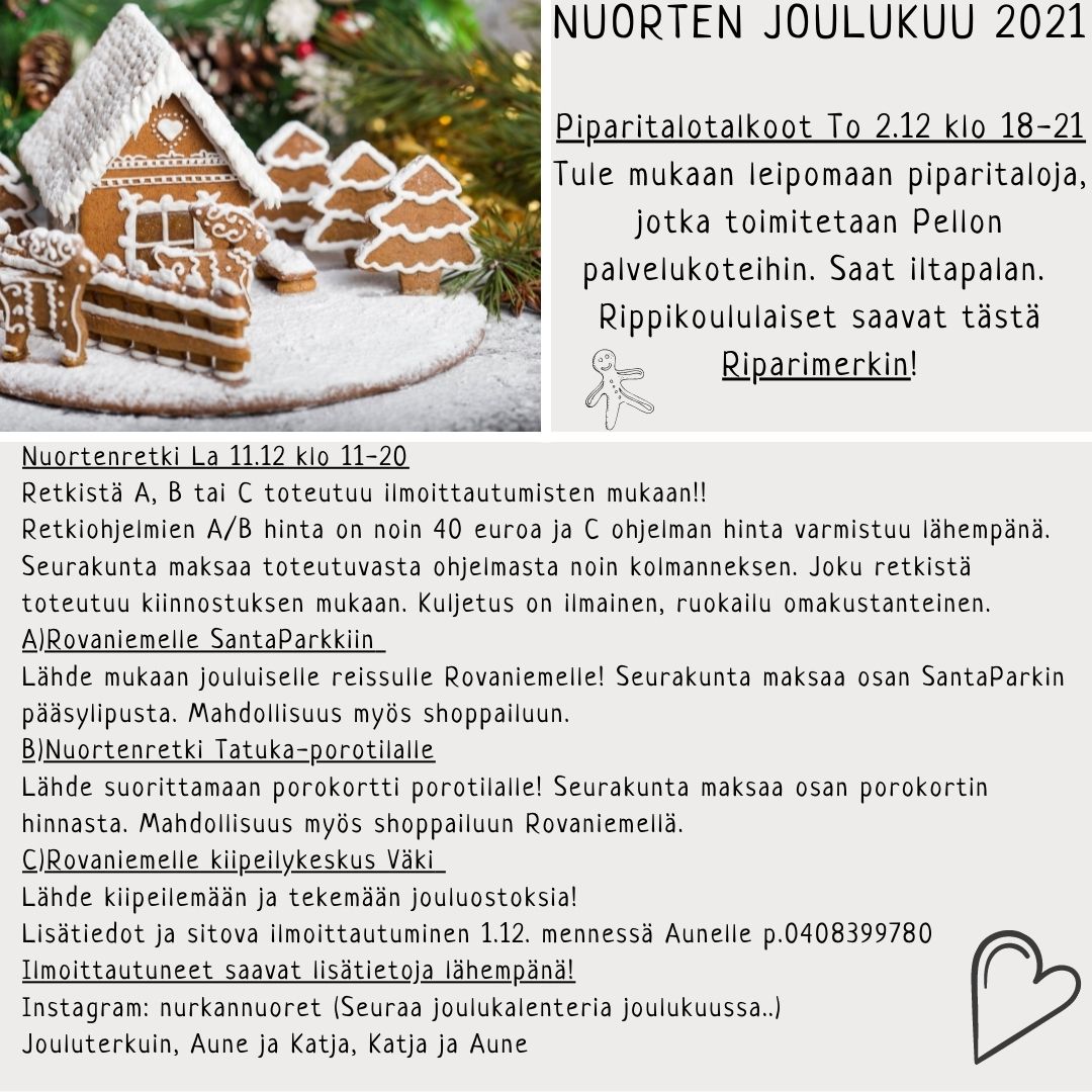 Nuorten retki ROVANIEMELLE Nuorten Joulukuu 2021 mainos.